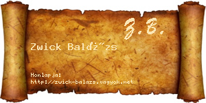 Zwick Balázs névjegykártya